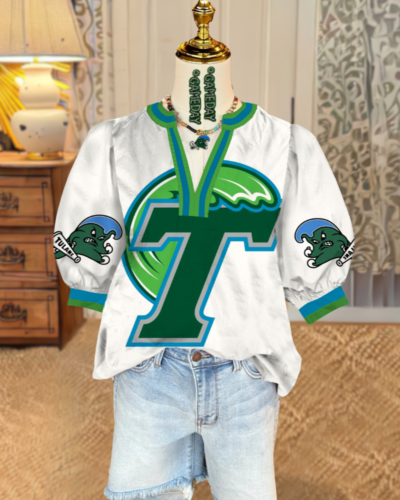 Tulane Green Wave Satin Top