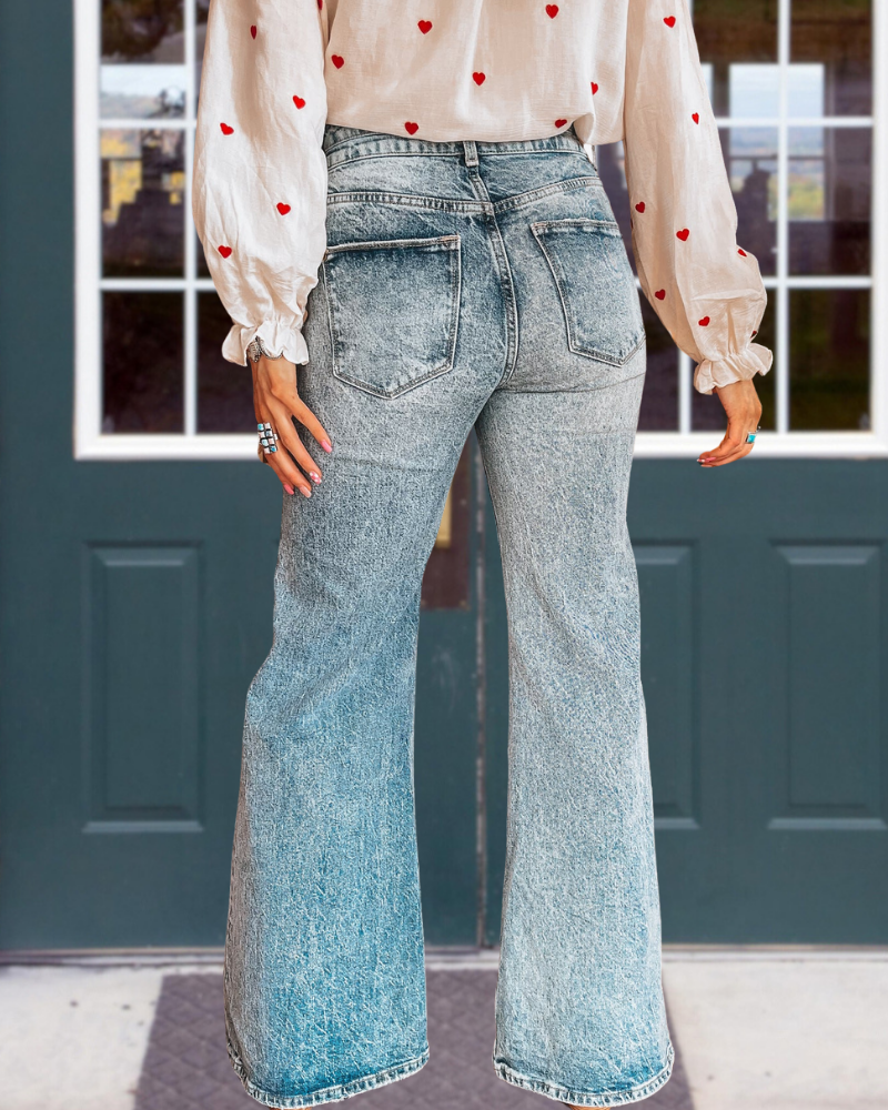 Vintage Washed Denim Flared Pants