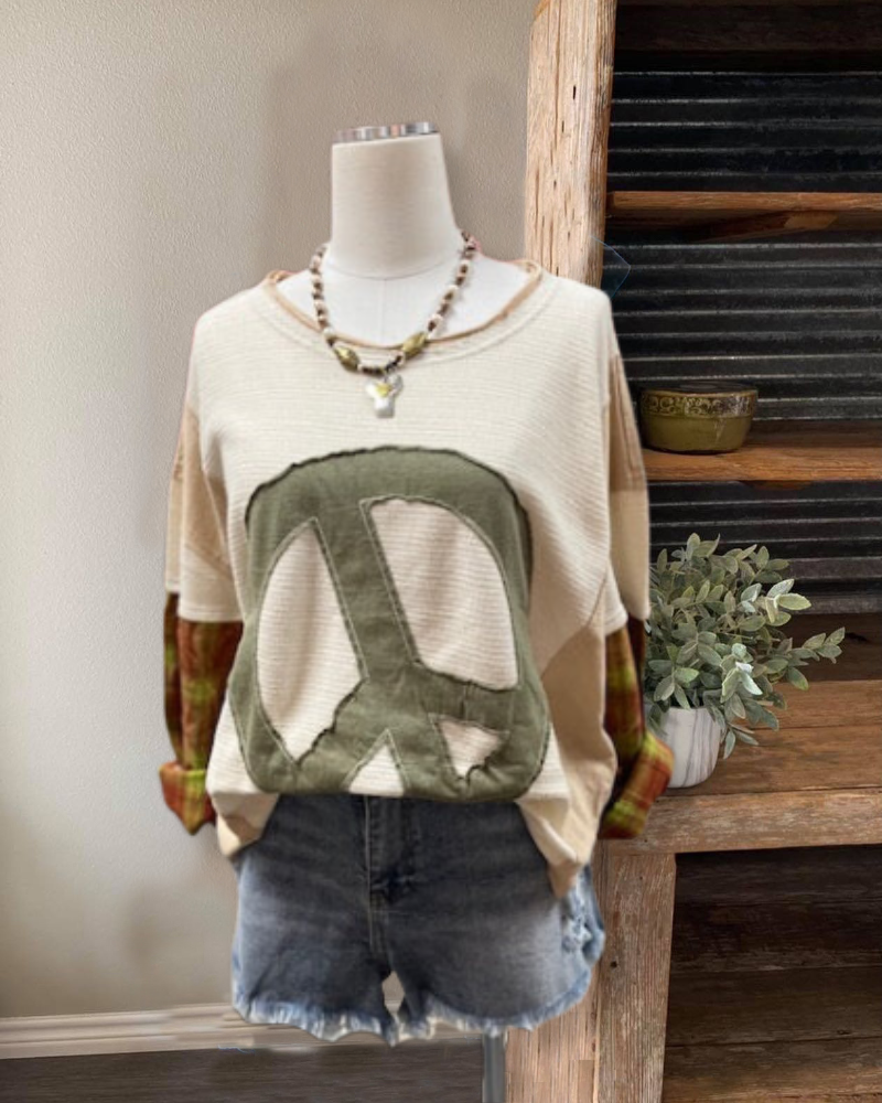 Peace Sign Colorblock Sweatshirt