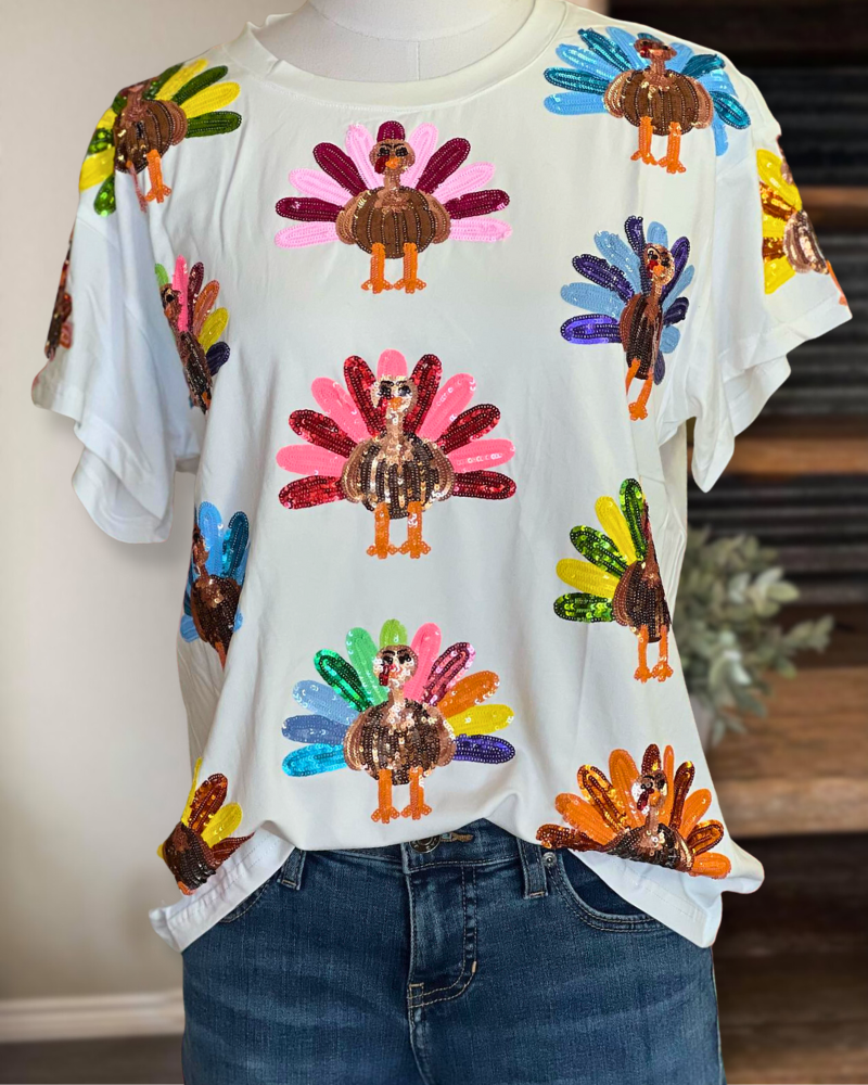 Sequins Turkey Queen Cotton Tee