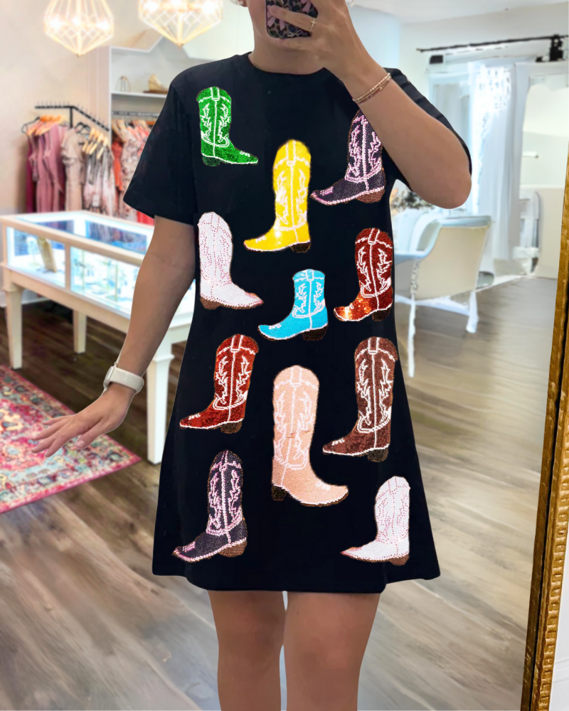 Boot Sequin Mini Dress
