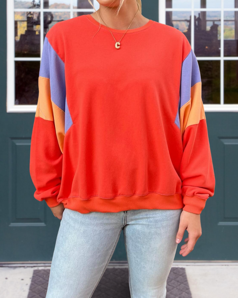 Colorblock Dolman Sleeve Sweatshirt