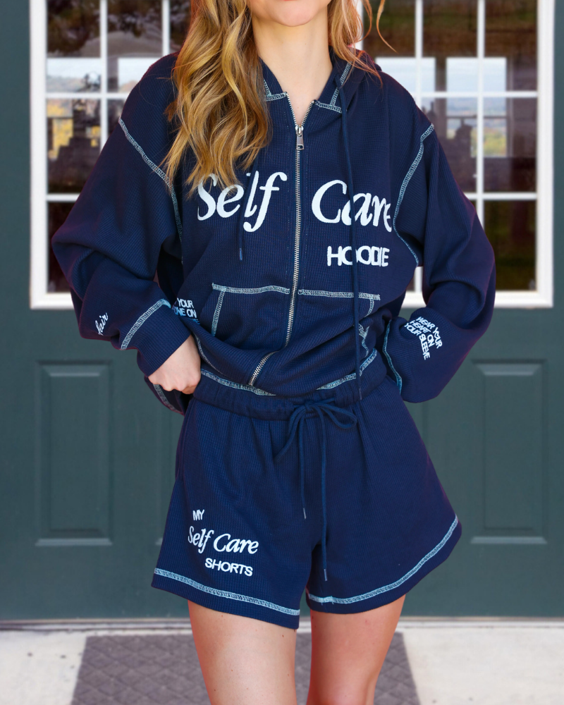 My Self Care Waffle Shorts Set