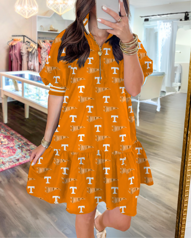 Vibrant Tennessee Half-Zip Dress