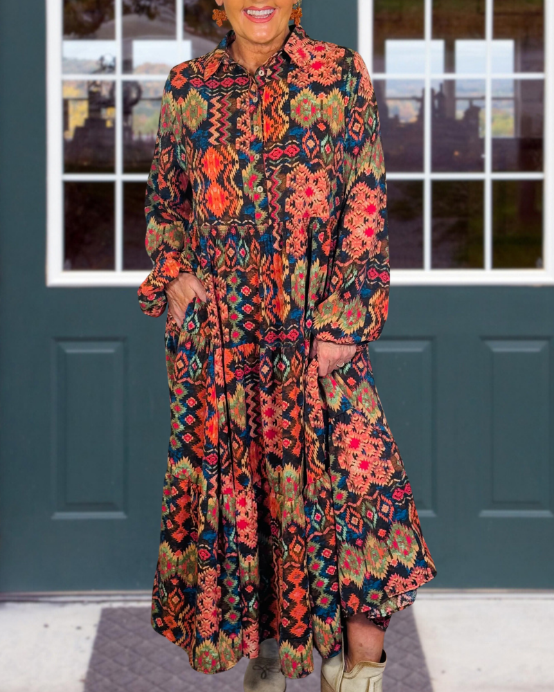 Bohemian Geometric Maxi Dress