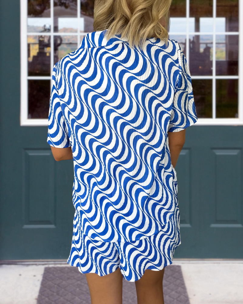Wave Pleated Shorts Set