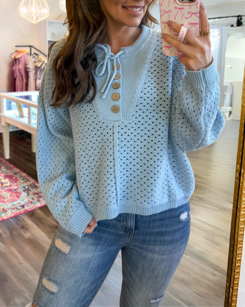Polka Dot Open-Knit Sweater
