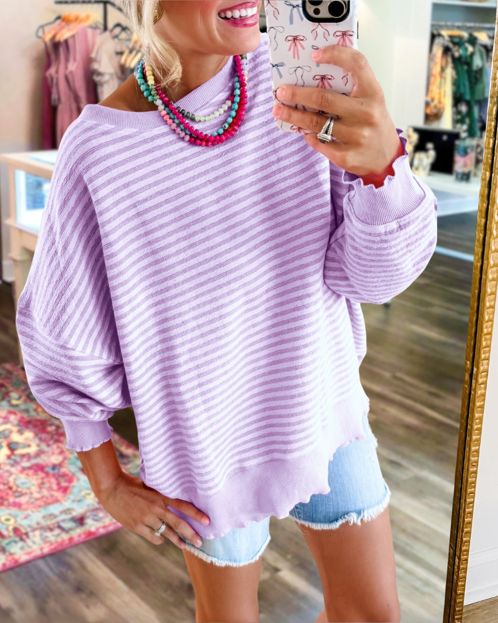 Cozy Striped Oversized Sweatshirt