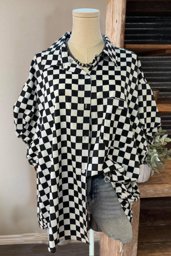 Black/White Check Oversized Shirt