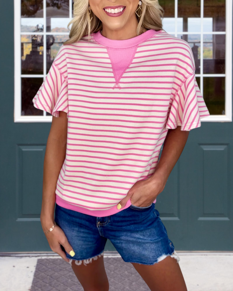 Comfort Striped Crew Neck Top