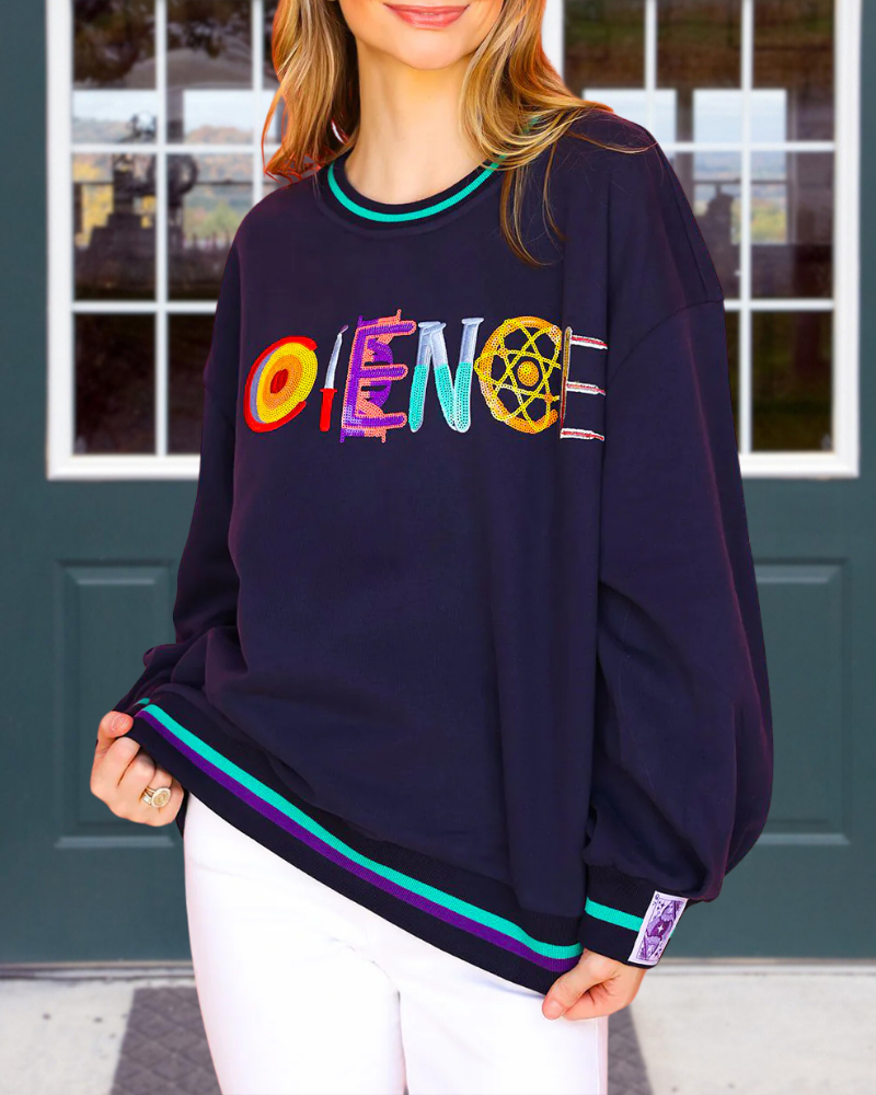 SCIENCE Pattern Sequined Sweatshirt
