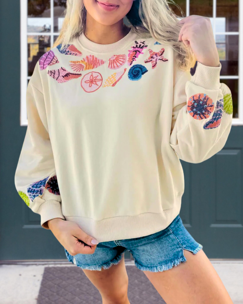 Holiday Shell Sequin Sweatshirt