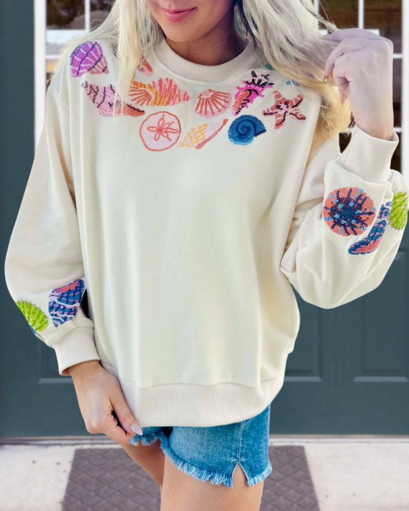 Holiday Shell Sequin Sweatshirt