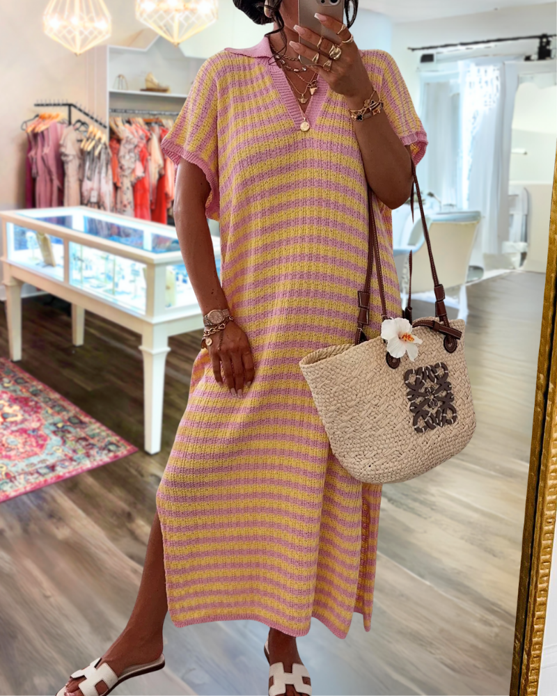 Striped Knitted Maxi Dress