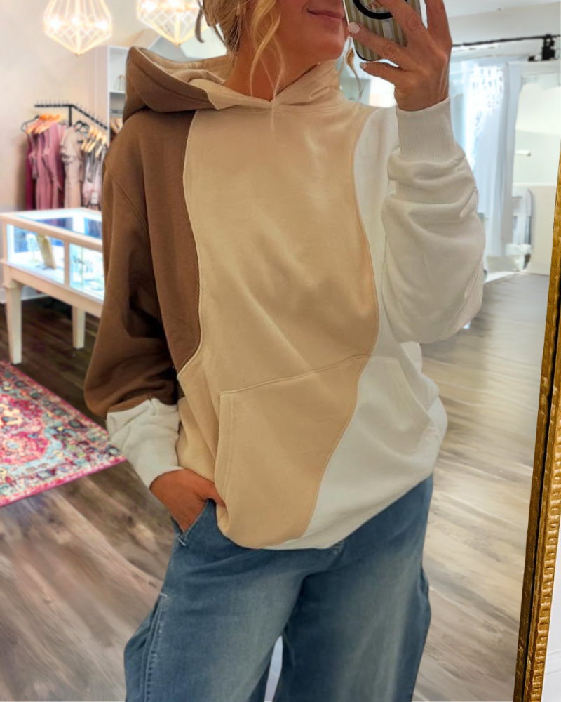 Trendy Color Block Hoodie