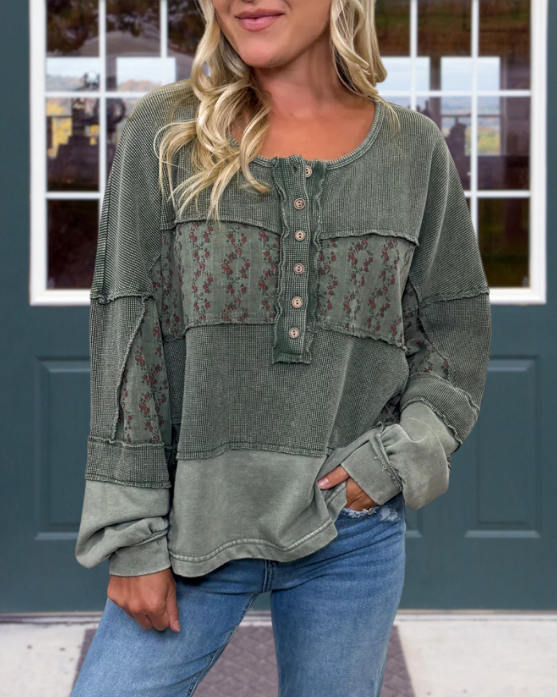 Vintage Floral Waffle Wash Top