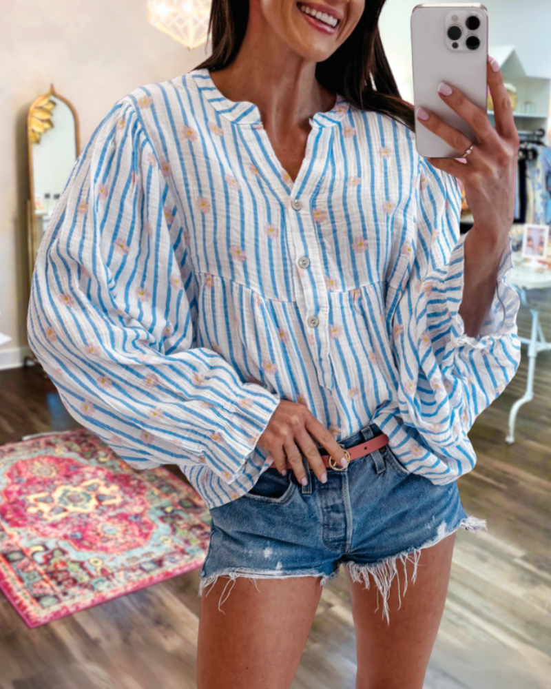 Elegant Floral Striped Top