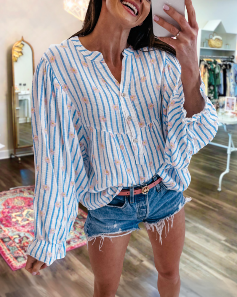 Elegant Floral Striped Top