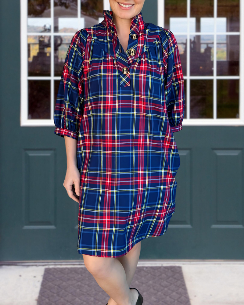 Stylish Striped Plaid Dress