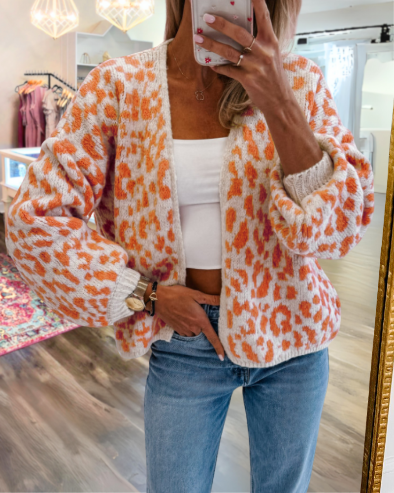 Trendy Leopard Print Cardigan