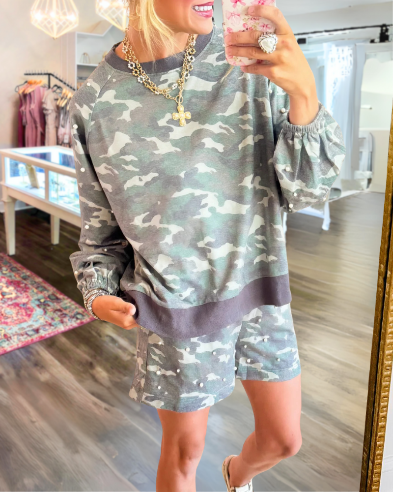 Retro Camouflage Shorts Set