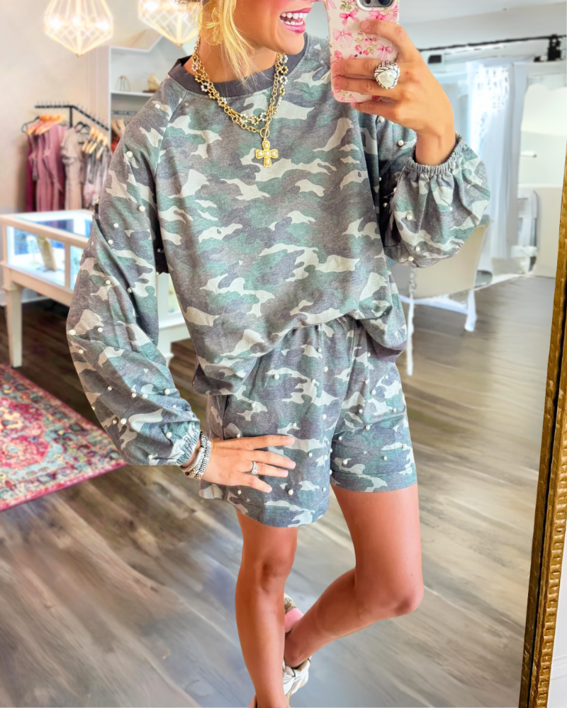 Retro Camouflage Shorts Set