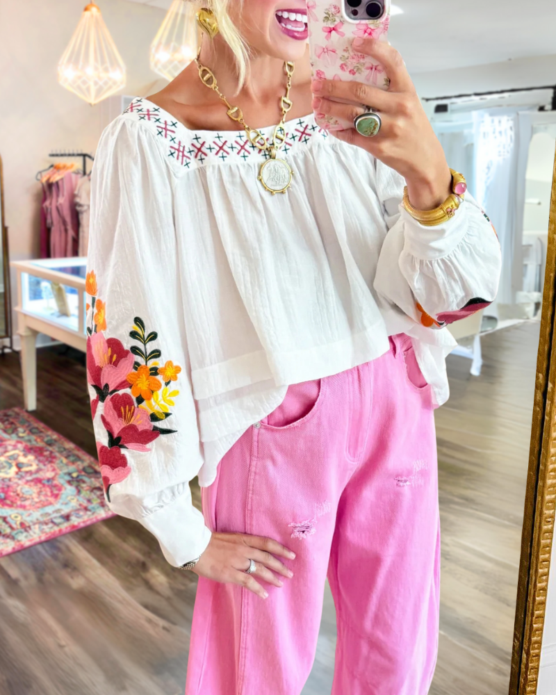 Charm Floral Embroidered Top