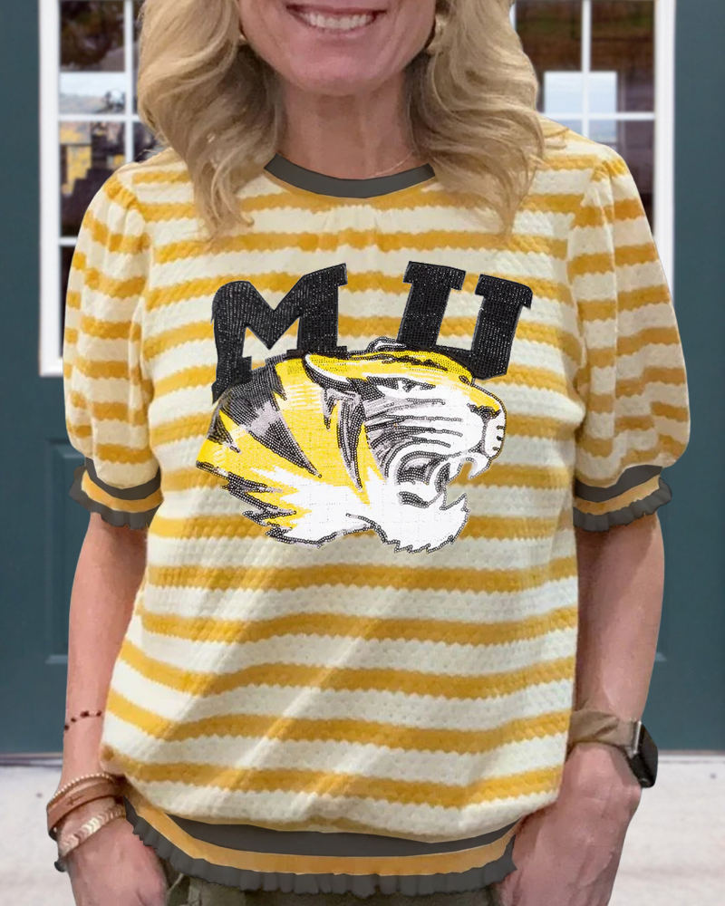Missouri Tigers Sequin Striped Top