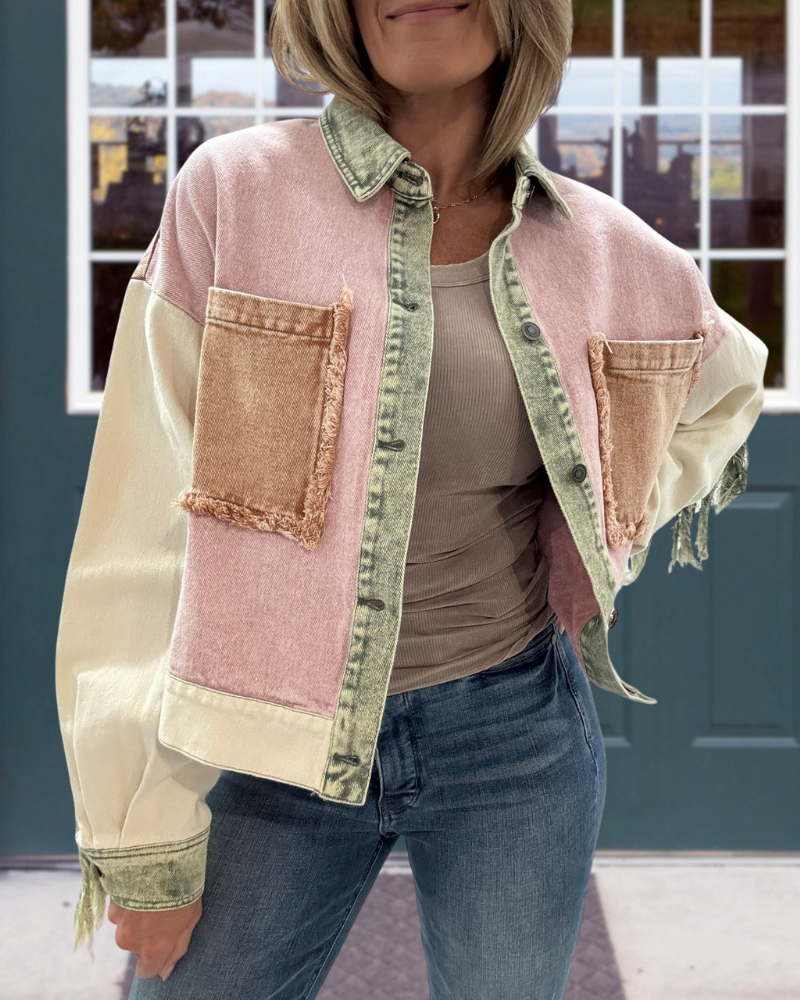 Washed Distressed Fringed Jacket