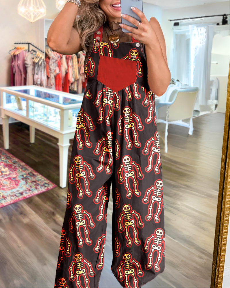 Fashion Halloween Skeleton Jumpsuit