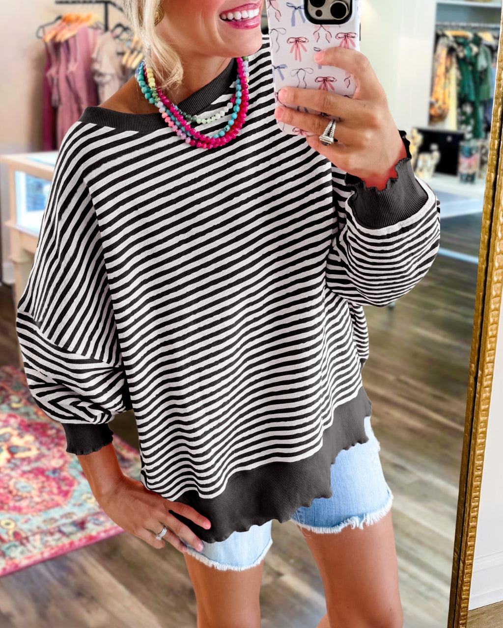 Cozy Striped Oversized Sweatshirt