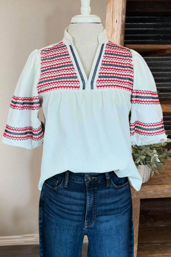 Embroidered Striped Shirt