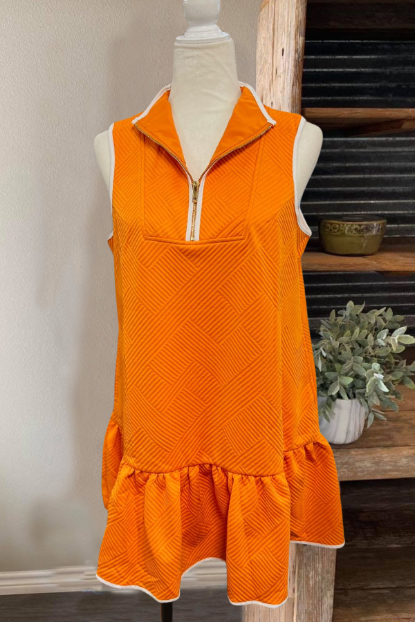 Orange Lapel Dress