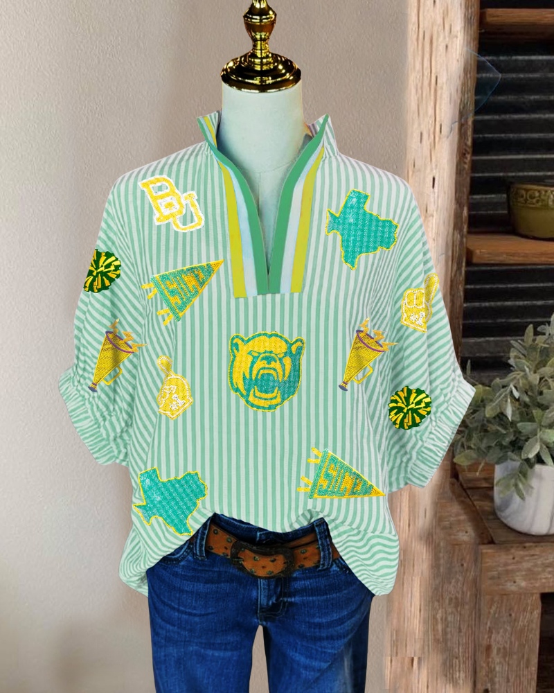 Baylor Bears Sequined Cheer Stripe Top