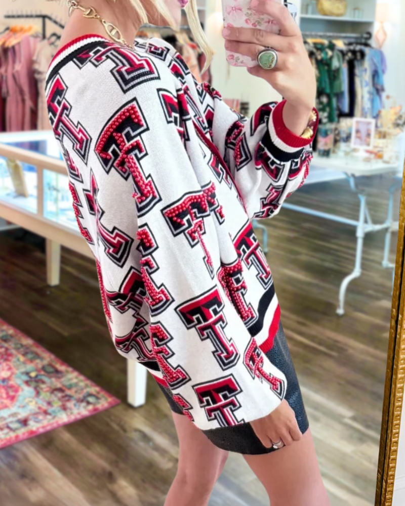 Texas Tech University Mascot Beaded Cardigan
