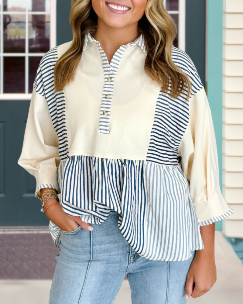 Unique Striped Patchwork Top