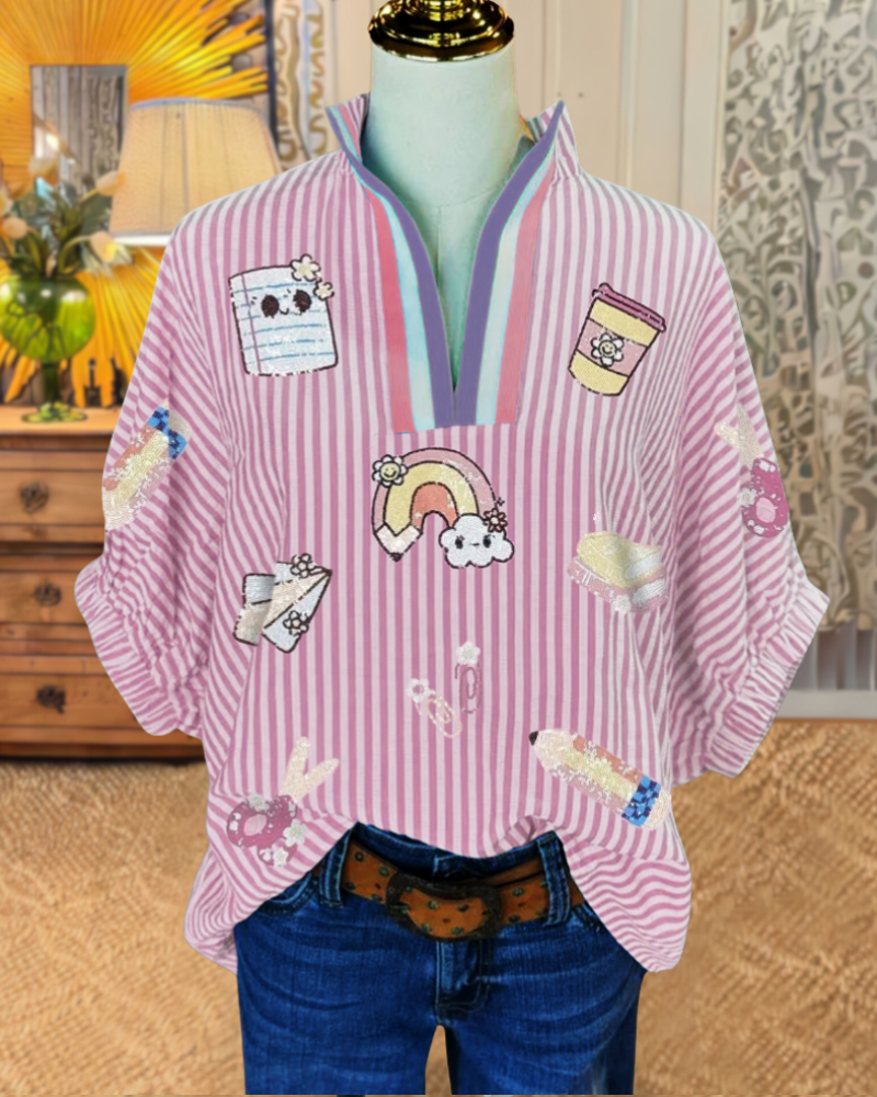 Cute Sequin Striped Top