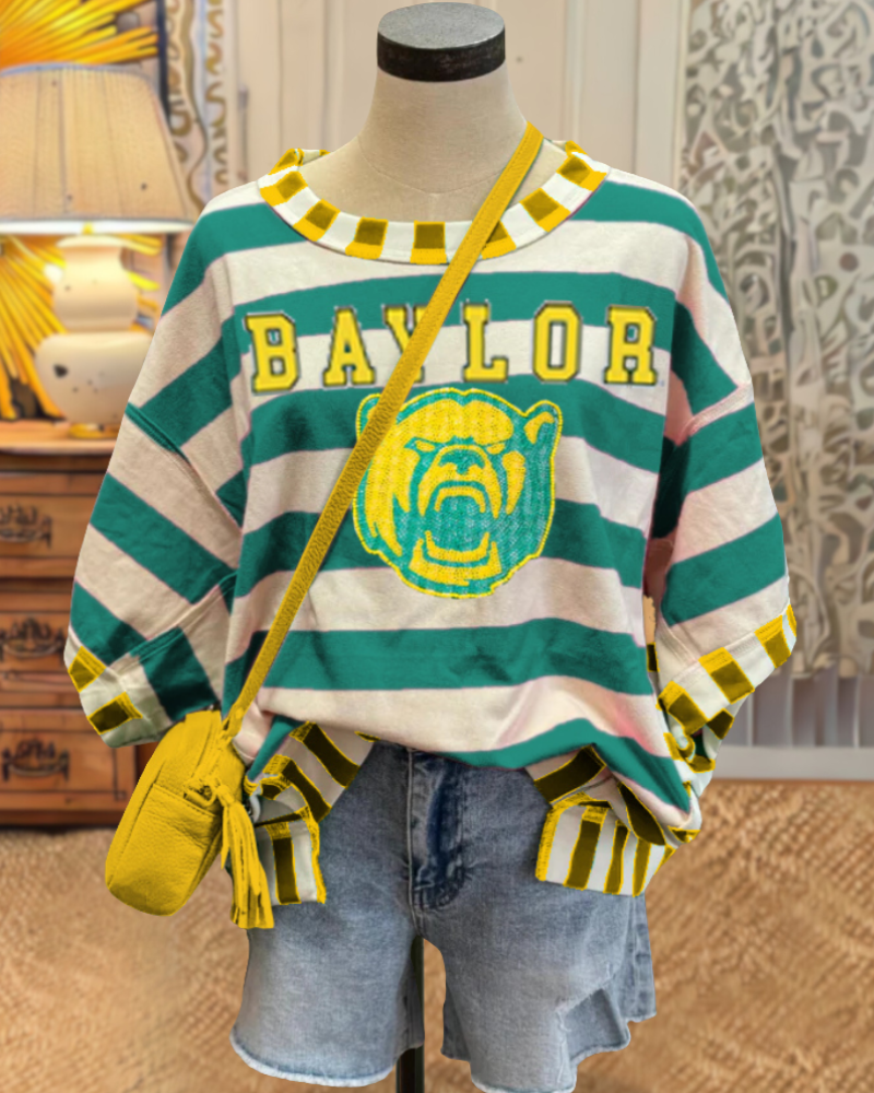 Baylor Bears Striped Sequined T-shirt