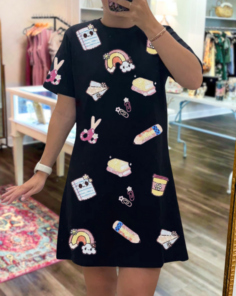 Cute Sequin School Dress
