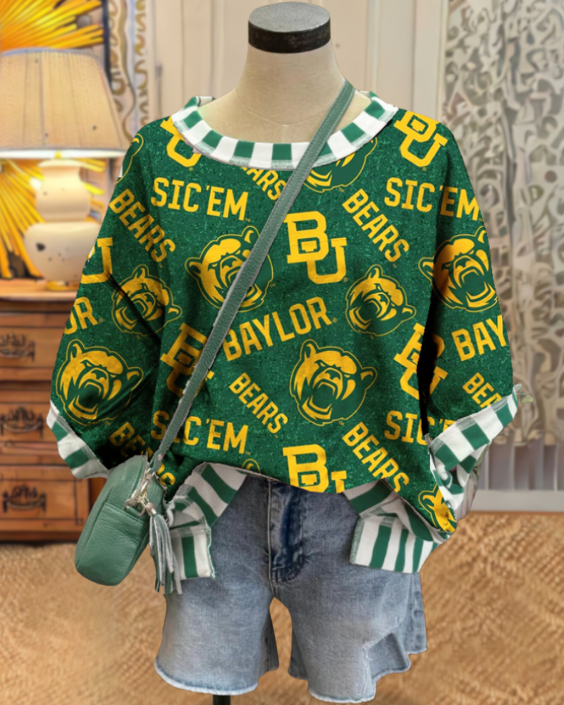 BAYLOR BEARS Striped Trim T-shirt