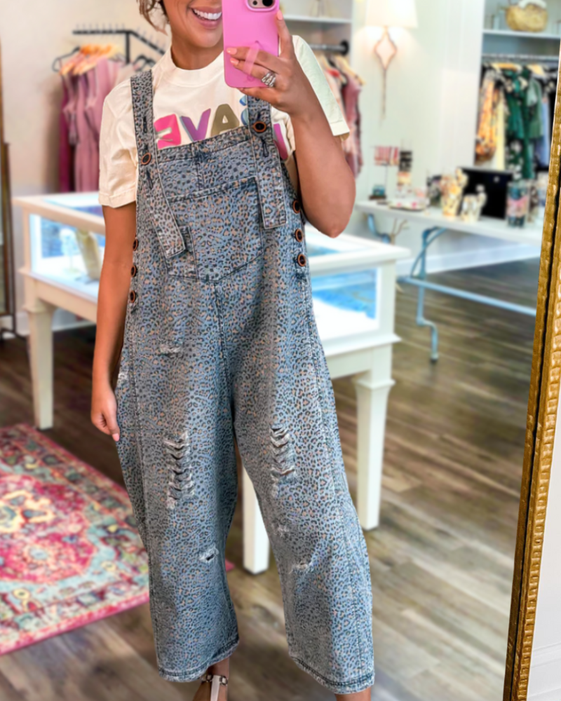 Stylish Leopard Distressed Jumpsuit