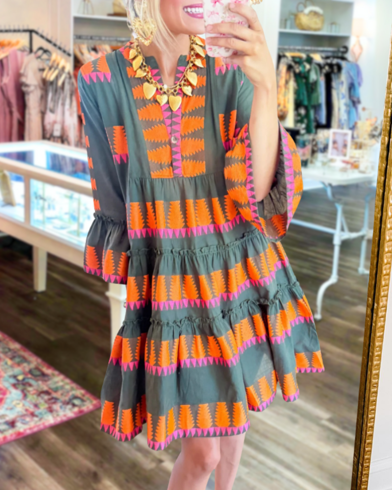 Chic Jacquard Layered Dress