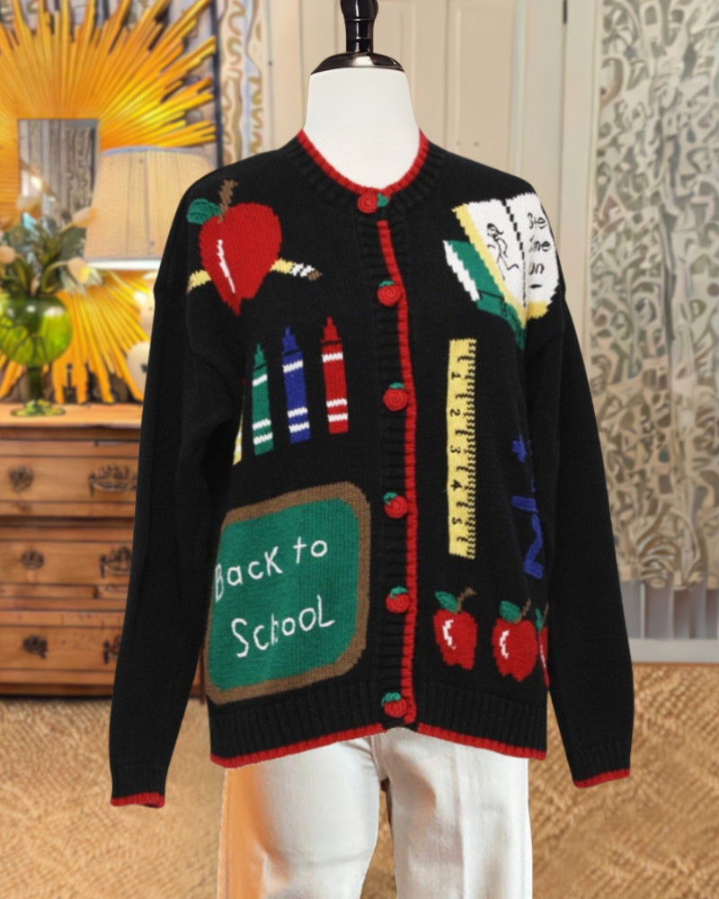 Back To School Embroidered Cardigan
