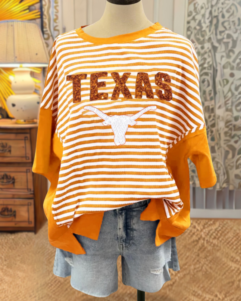 TEXAS Sequin Striped T-shirt