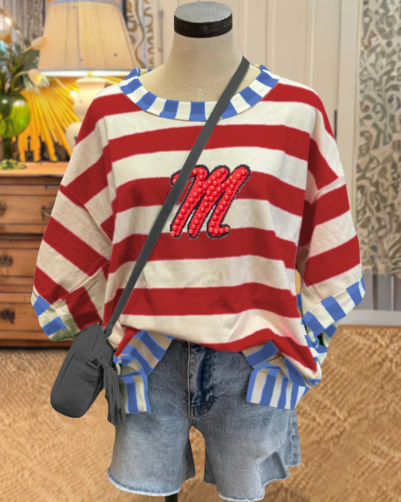 Mississippi Beaded Striped T-shirt