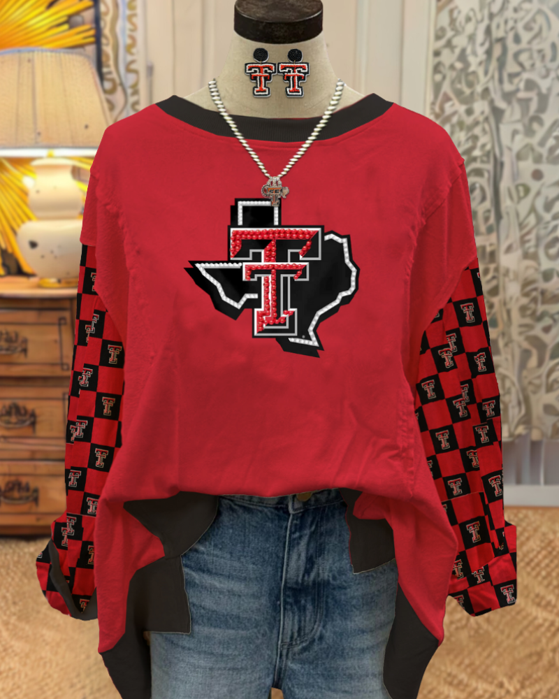 Oversized Texas Tech Beaded Sweatshirt
