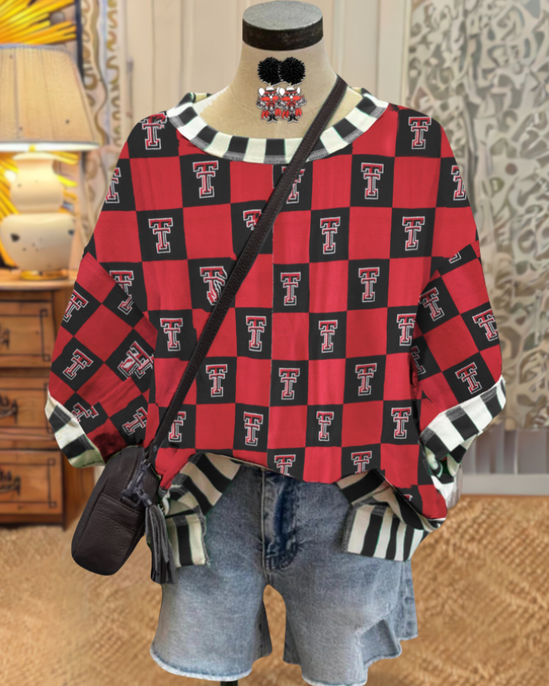 Checkerboard Print Trendy Top