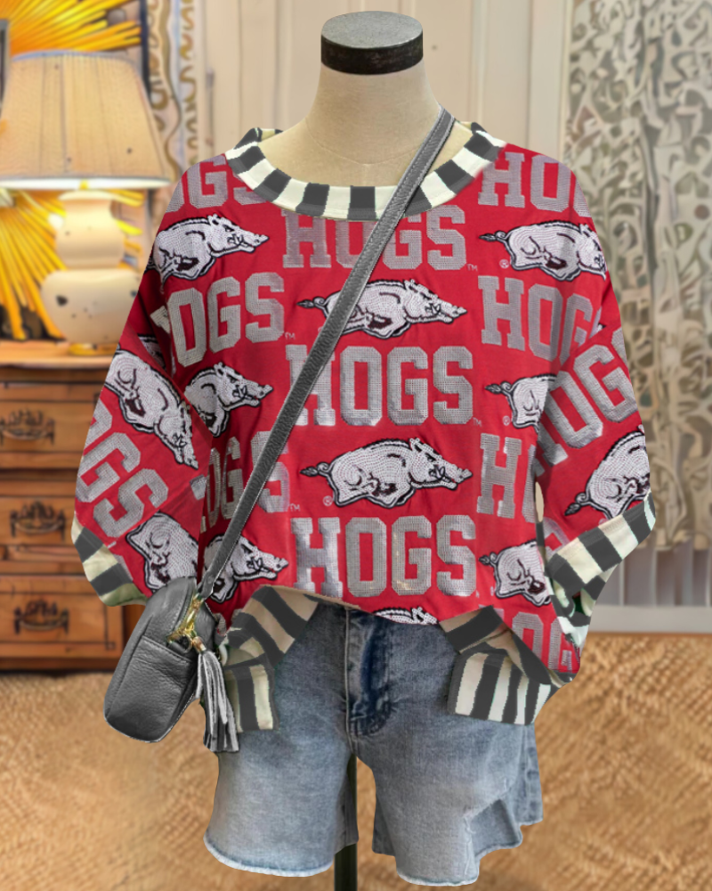 HOGS Sequin Stripe Trim T-shirt