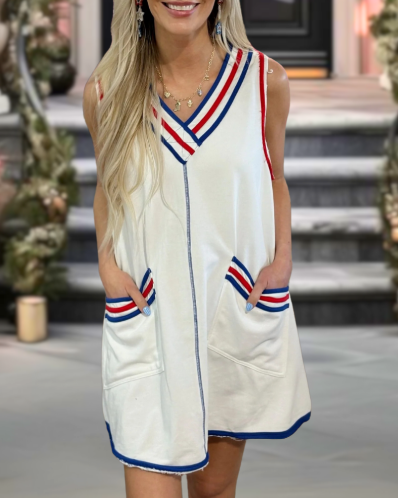 Colorblock Stripe Trim Mini Dress