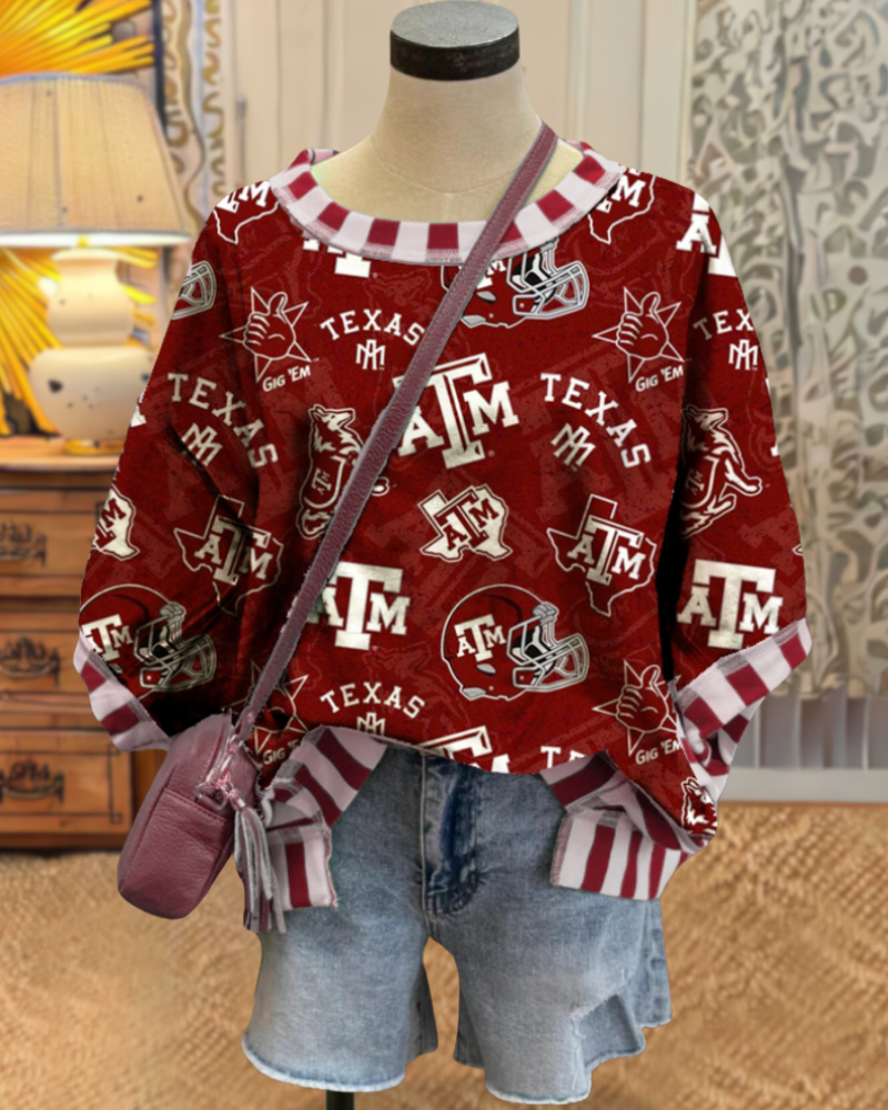 Texas A&M Striped Trim T-shirt